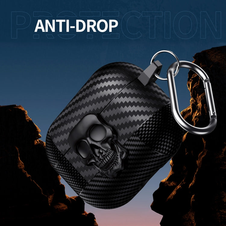 For AirPods Pro Carbon Fiber Pattern Skull Lock Bluetooth Earphone Protective Case