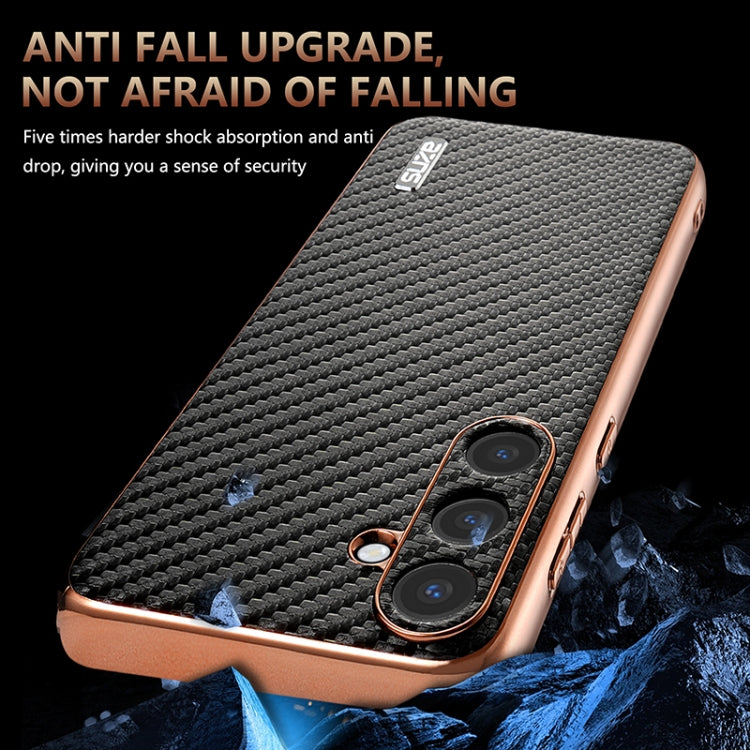 For Samsung Galaxy S25+ 5G AZNS Electroplated Edge Carbon Fiber Texture Phone Case