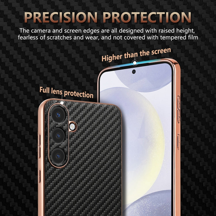 For Samsung Galaxy S25+ 5G AZNS Electroplated Edge Carbon Fiber Texture Phone Case