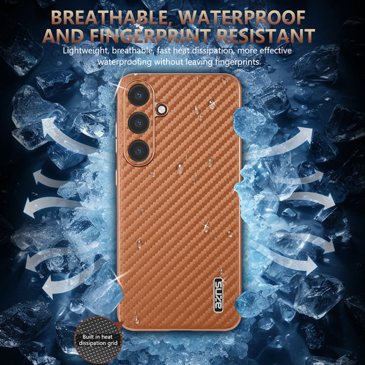 For Samsung Galaxy S25+ 5G AZNS Electroplated Edge Carbon Fiber Texture Phone Case
