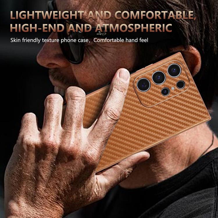 For Samsung Galaxy S22 Ultra 5G AZNS Electroplated Edge Carbon Fiber Texture Phone Case