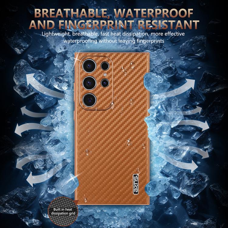 For Samsung Galaxy S23 Ultra 5G AZNS Electroplated Edge Carbon Fiber Texture Phone Case