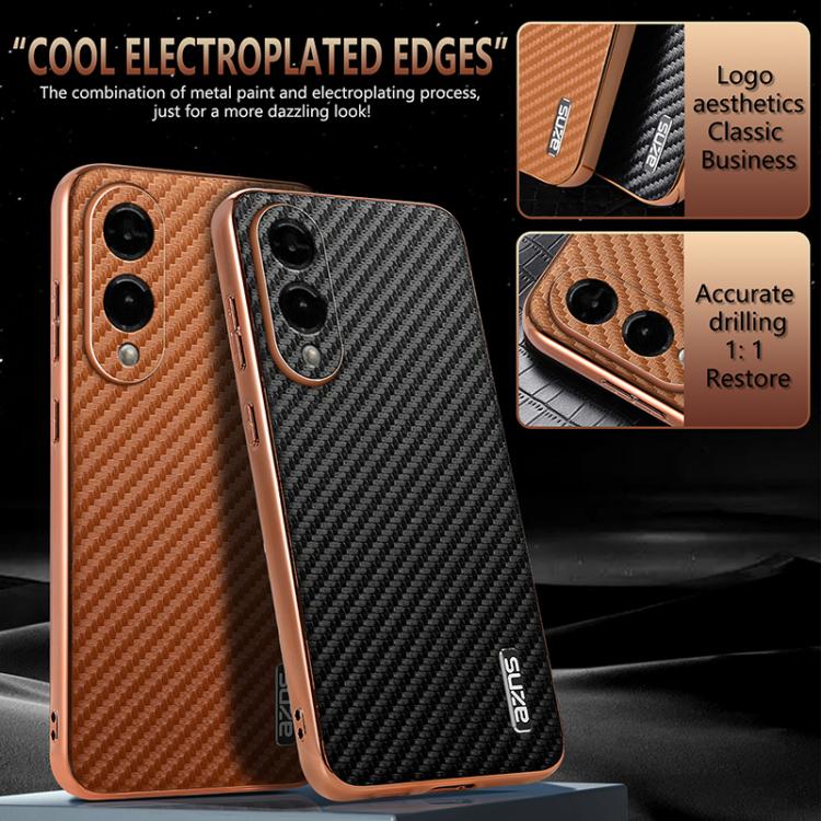For Samsung Galaxy S25 Edge 5G AZNS Electroplated Edge Carbon Fiber Texture Phone Case