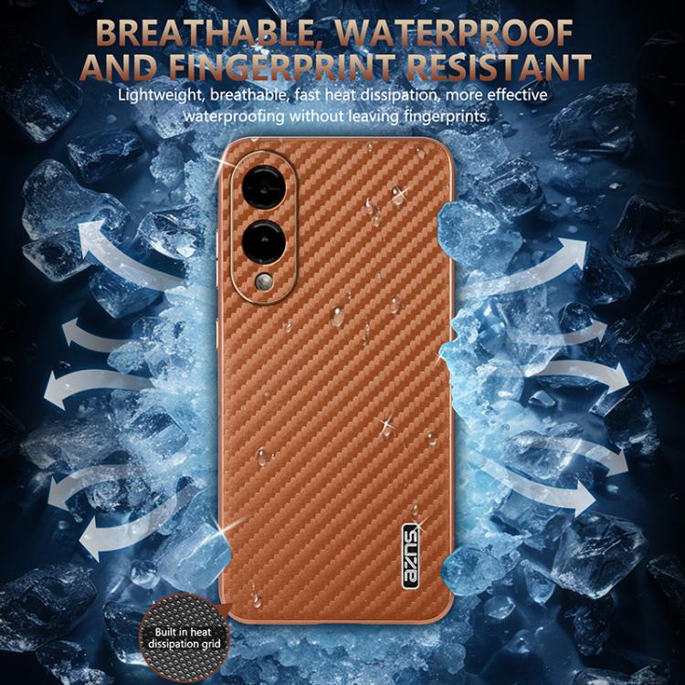 For Samsung Galaxy S25 Edge 5G AZNS Electroplated Edge Carbon Fiber Texture Phone Case