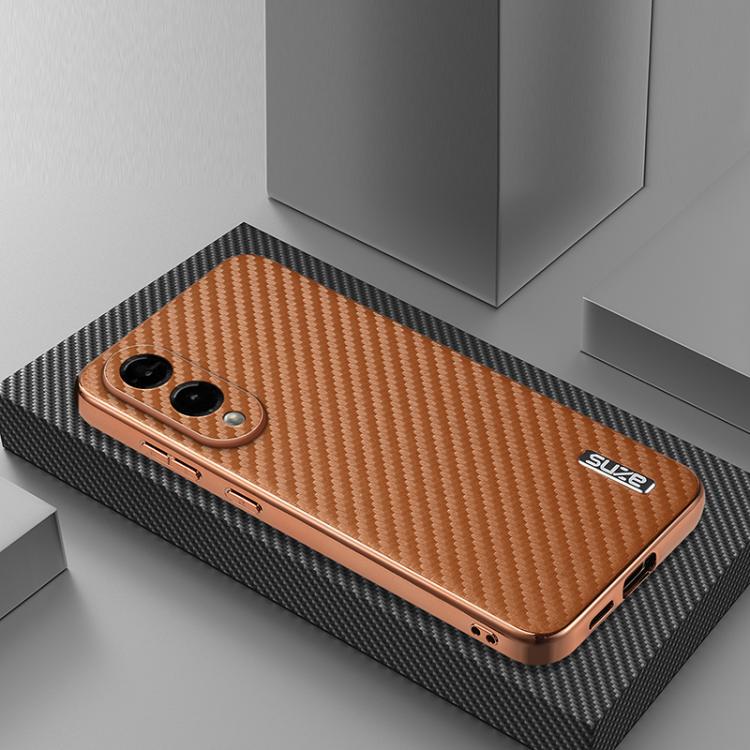For Samsung Galaxy S25 Edge 5G AZNS Electroplated Edge Carbon Fiber Texture Phone Case
