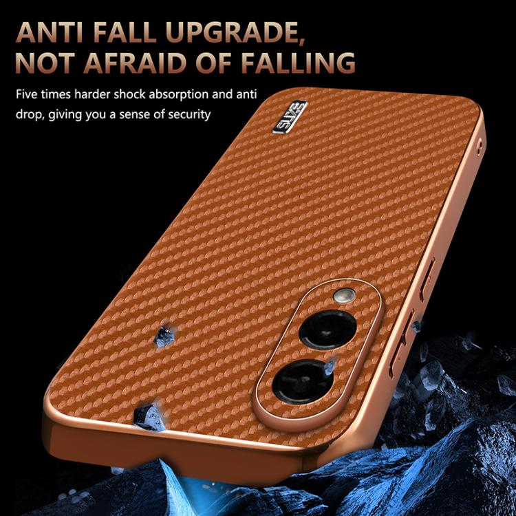 For Samsung Galaxy S25 Edge 5G AZNS Electroplated Edge Carbon Fiber Texture Phone Case