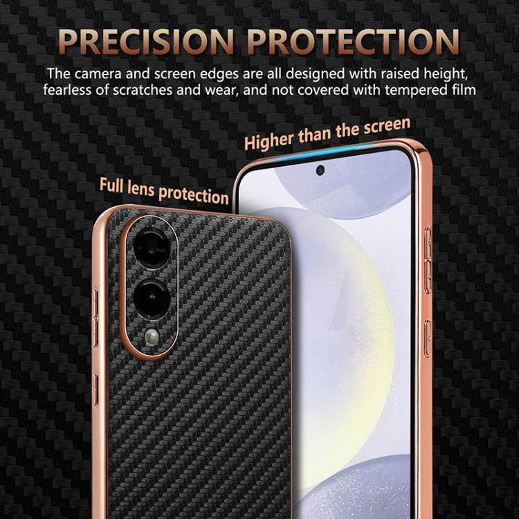 For Samsung Galaxy S25 Edge 5G AZNS Electroplated Edge Carbon Fiber Texture Phone Case