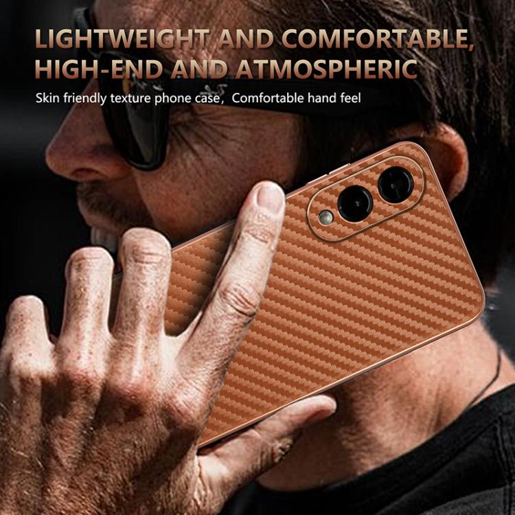 For Samsung Galaxy S25 Edge 5G AZNS Electroplated Edge Carbon Fiber Texture Phone Case
