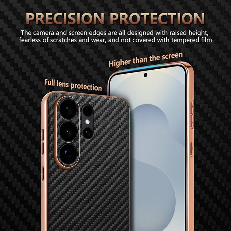 For Samsung Galaxy S26 Ultra 5G AZNS Electroplated Edge Carbon Fiber Texture Phone Case
