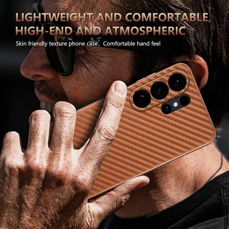 For Samsung Galaxy S26 Ultra 5G AZNS Electroplated Edge Carbon Fiber Texture Phone Case