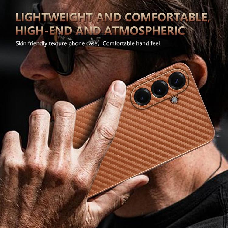 For Samsung Galaxy S26+ 5G AZNS Electroplated Edge Carbon Fiber Texture Phone Case