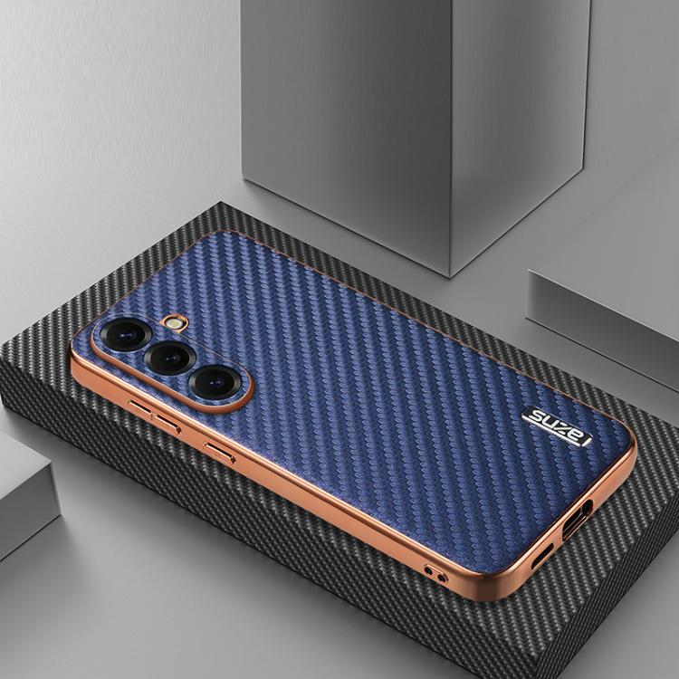 For Samsung Galaxy S26+ 5G AZNS Electroplated Edge Carbon Fiber Texture Phone Case