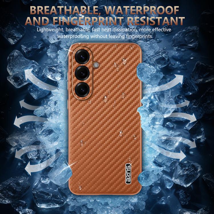 For Samsung Galaxy S26+ 5G AZNS Electroplated Edge Carbon Fiber Texture Phone Case