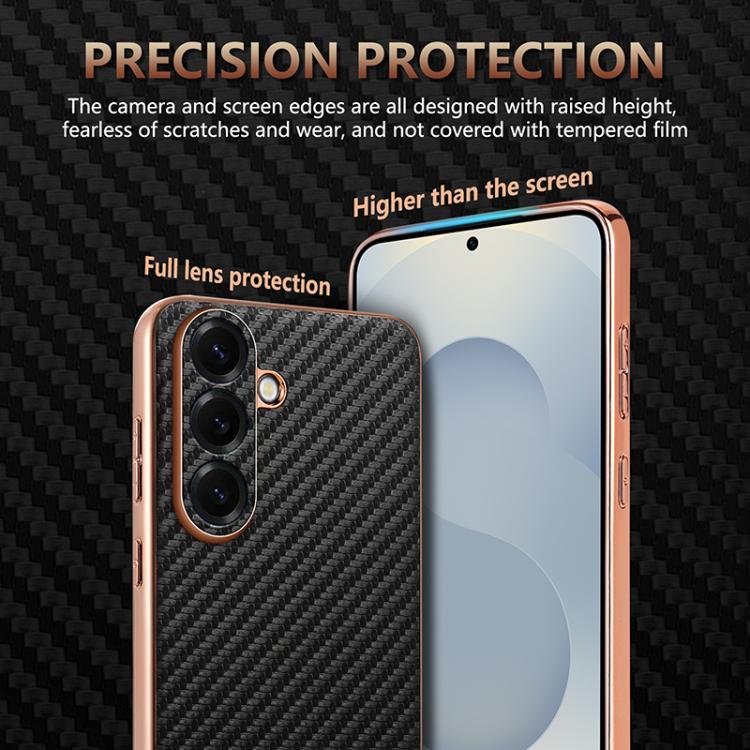 For Samsung Galaxy S26+ 5G AZNS Electroplated Edge Carbon Fiber Texture Phone Case