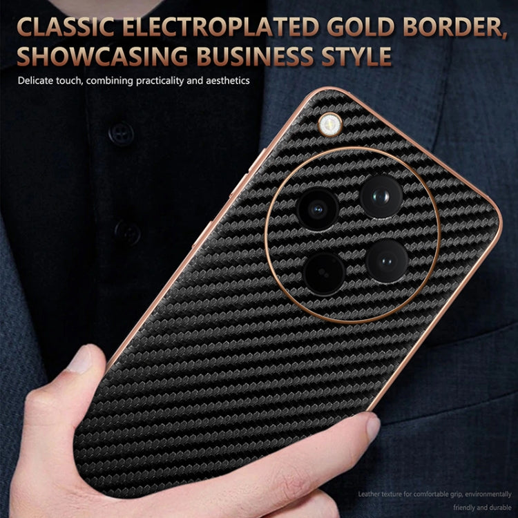 For OPPO Find X8 AZNS Electroplated Edge Carbon Fiber Texture Phone Case
