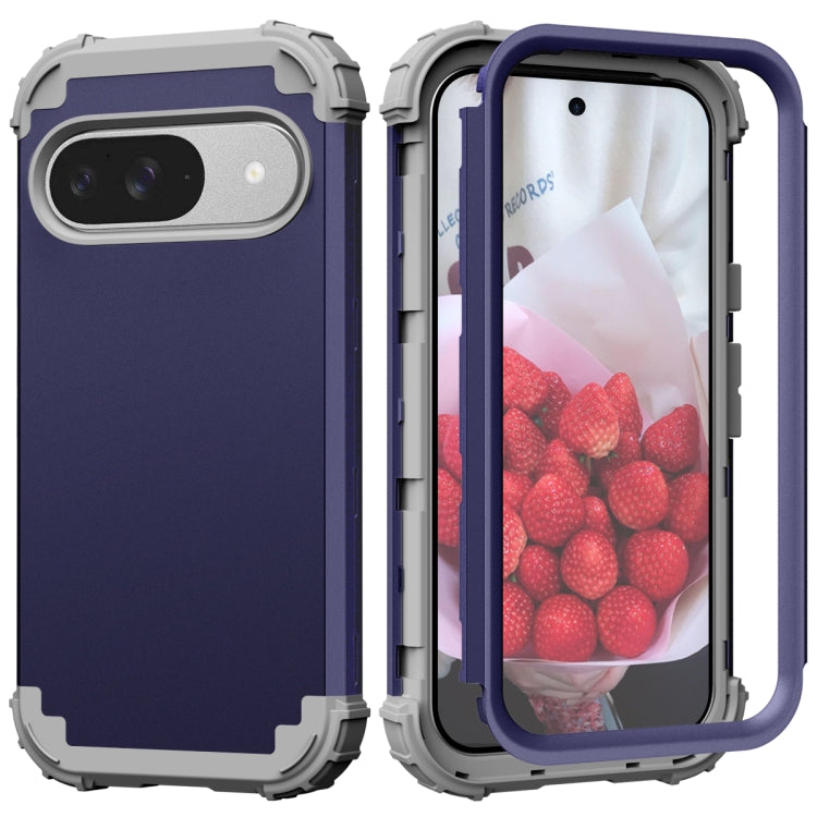For Google Pixel 9 3 in 1 Silicone Hybrid PC Shockproof Phone Case