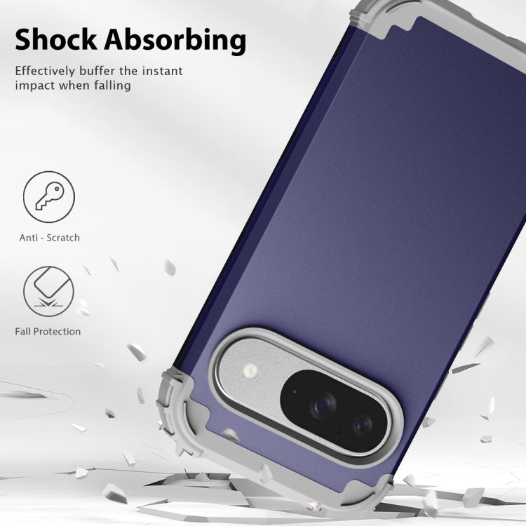 For Google Pixel 9 3 in 1 Silicone Hybrid PC Shockproof Phone Case