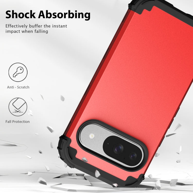 For Google Pixel 9 3 in 1 Silicone Hybrid PC Shockproof Phone Case