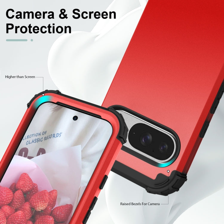 For Google Pixel 9 3 in 1 Silicone Hybrid PC Shockproof Phone Case