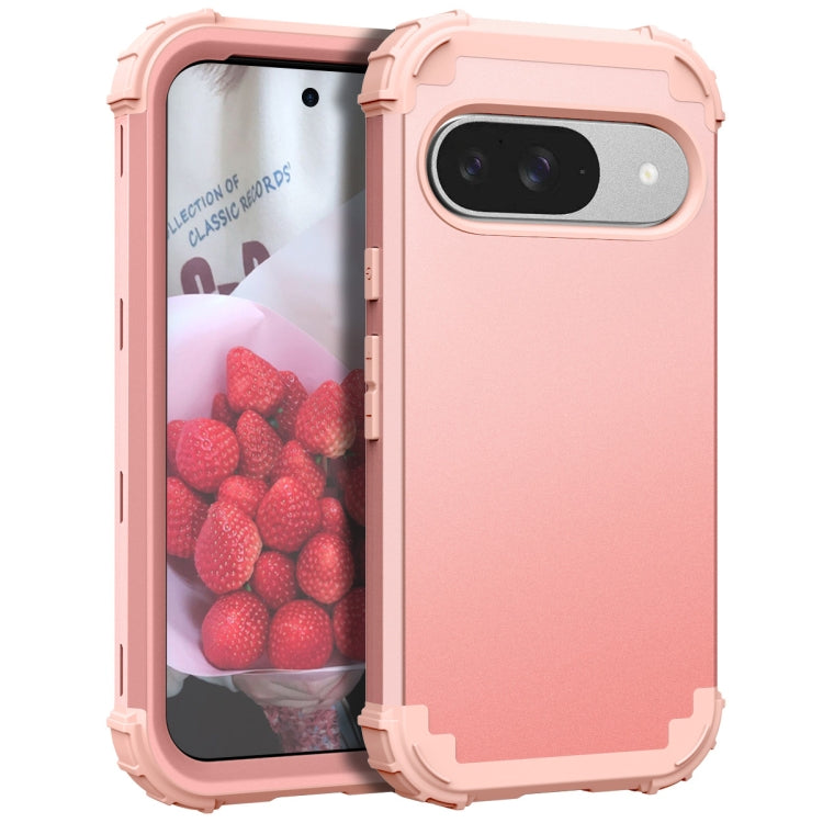 For Google Pixel 9 3 in 1 Silicone Hybrid PC Shockproof Phone Case
