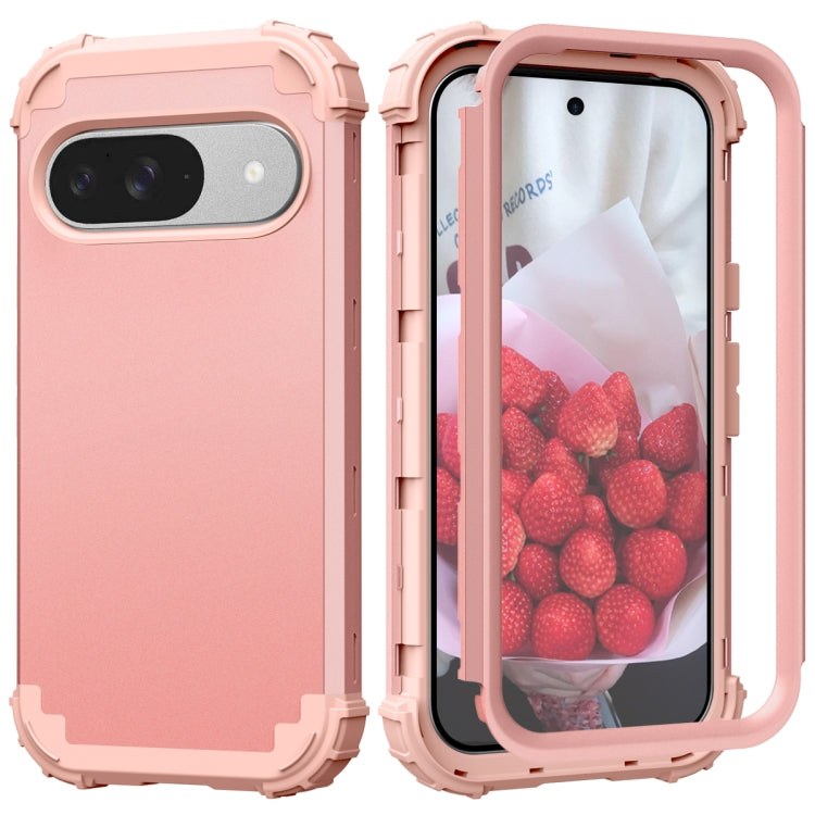 For Google Pixel 9 3 in 1 Silicone Hybrid PC Shockproof Phone Case