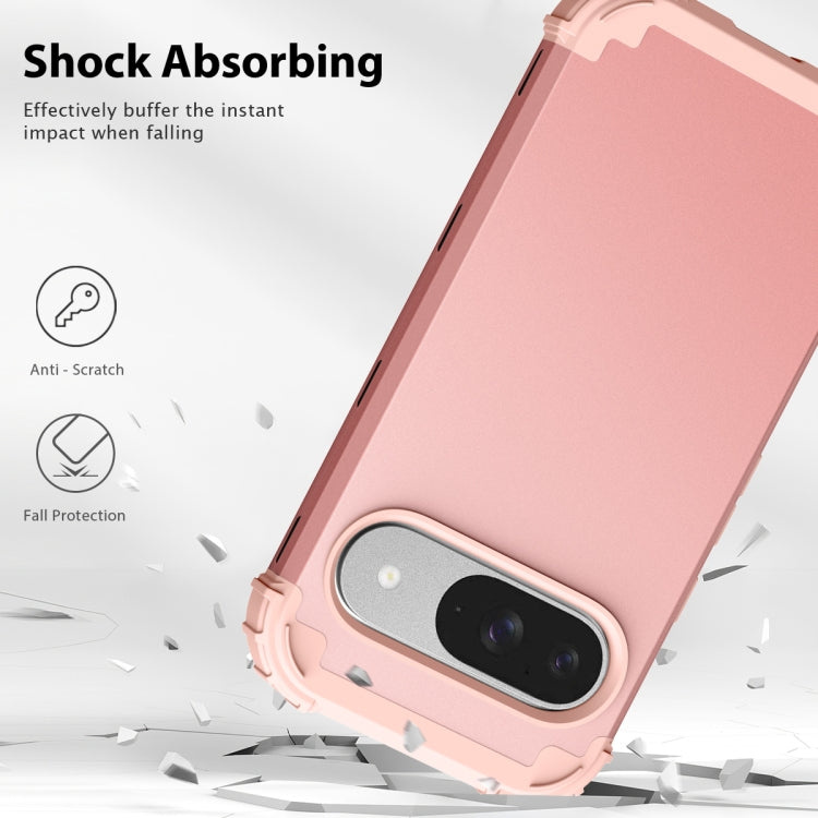 For Google Pixel 9 3 in 1 Silicone Hybrid PC Shockproof Phone Case
