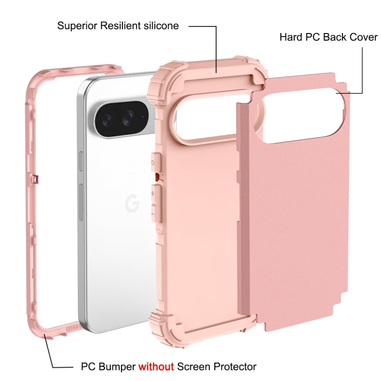 For Google Pixel 9 3 in 1 Silicone Hybrid PC Shockproof Phone Case