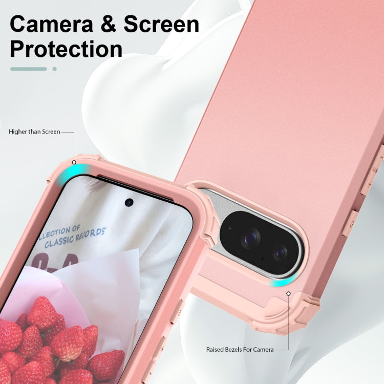 For Google Pixel 9 3 in 1 Silicone Hybrid PC Shockproof Phone Case