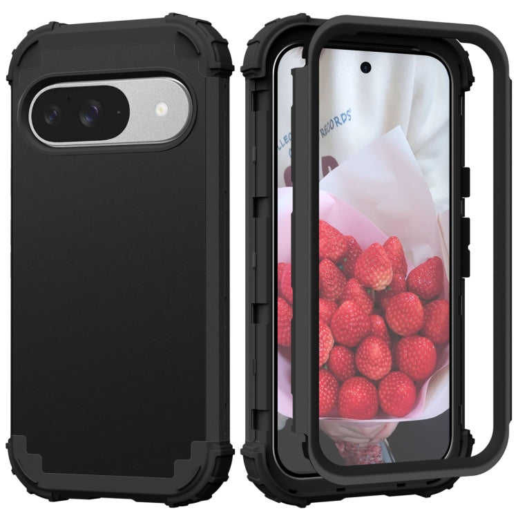 For Google Pixel 9 3 in 1 Silicone Hybrid PC Shockproof Phone Case