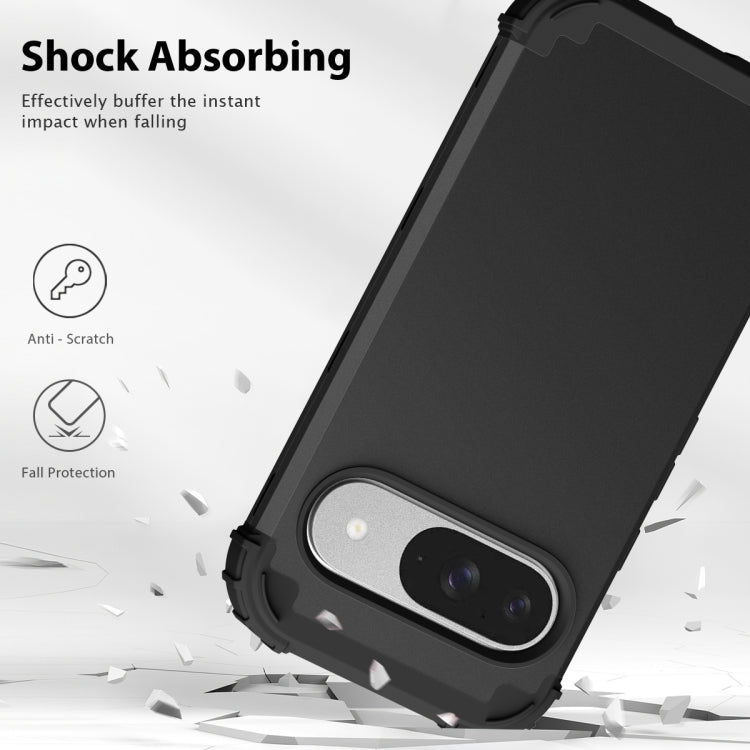 For Google Pixel 9 3 in 1 Silicone Hybrid PC Shockproof Phone Case