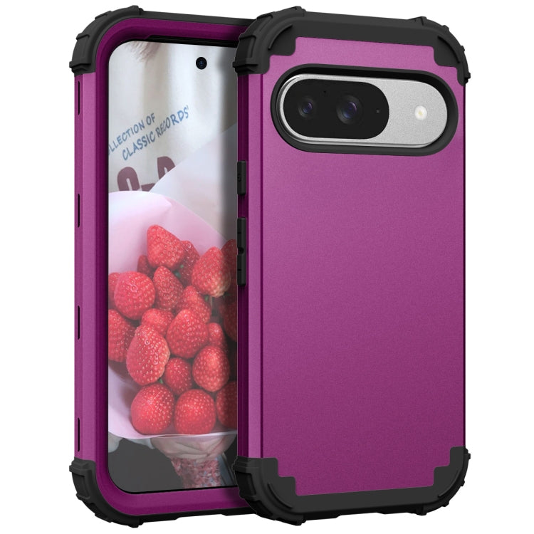For Google Pixel 9 3 in 1 Silicone Hybrid PC Shockproof Phone Case
