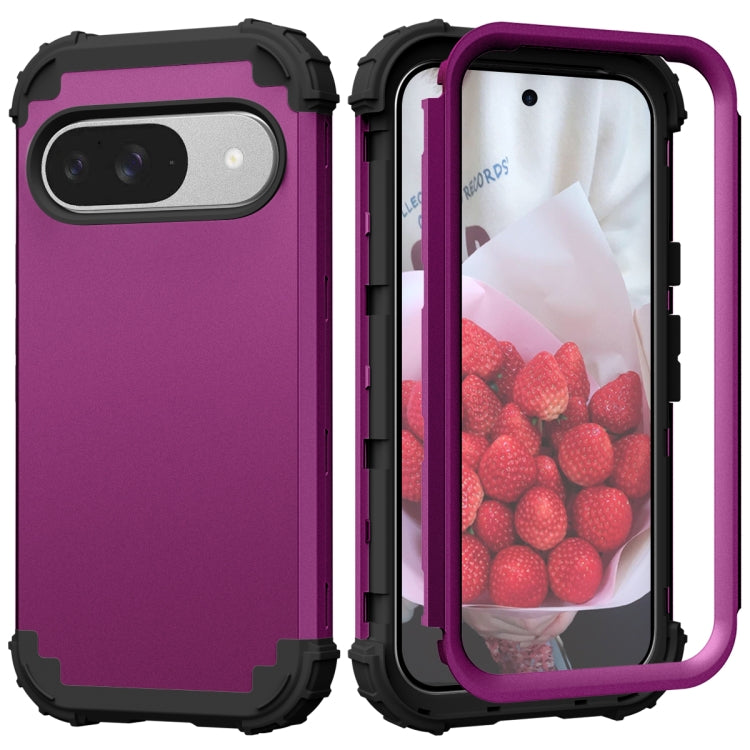For Google Pixel 9 3 in 1 Silicone Hybrid PC Shockproof Phone Case