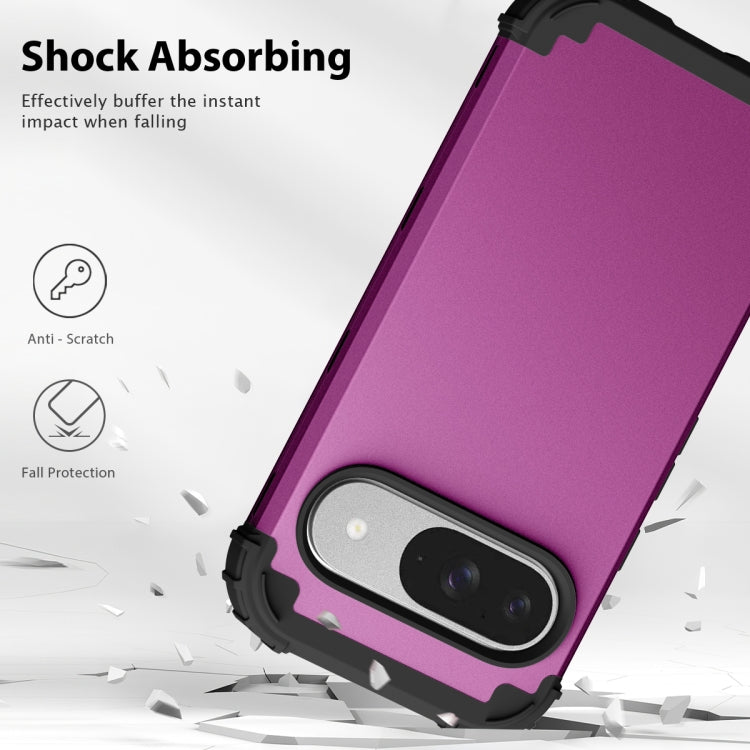For Google Pixel 9 3 in 1 Silicone Hybrid PC Shockproof Phone Case