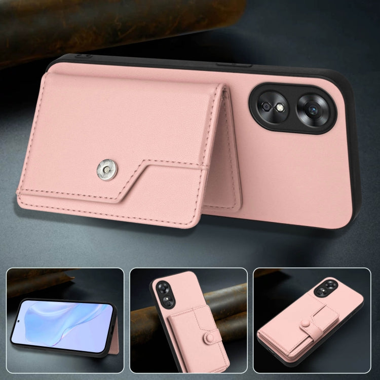 For OPPO A17 Button Card Bag RFID Anti-theft Phone Case