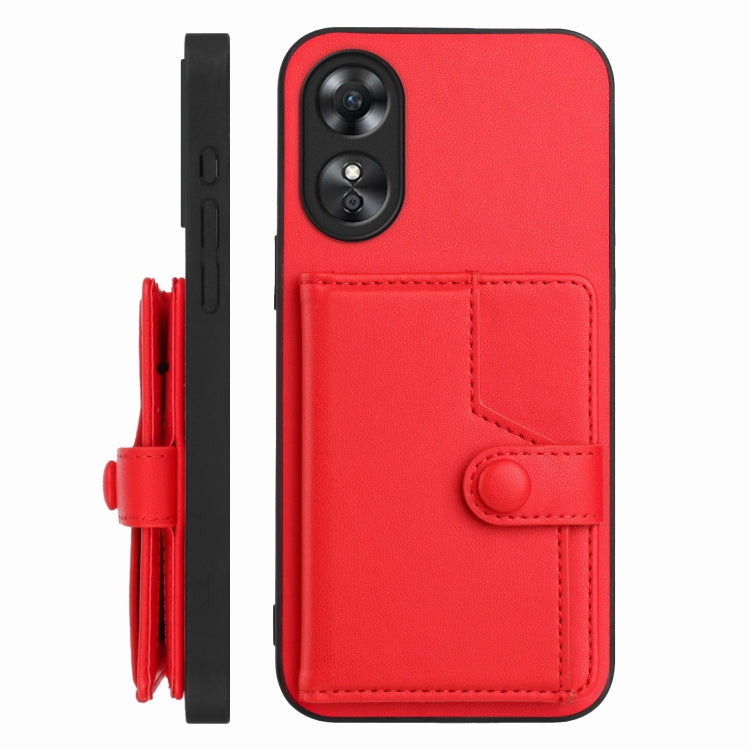For OPPO A17 Button Card Bag RFID Anti-theft Phone Case
