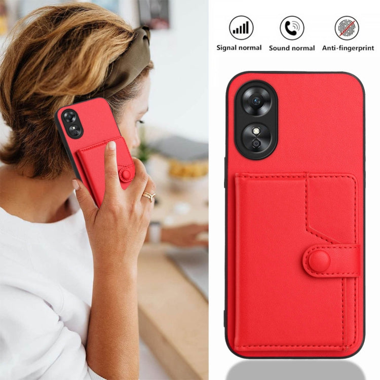 For OPPO A17 Button Card Bag RFID Anti-theft Phone Case