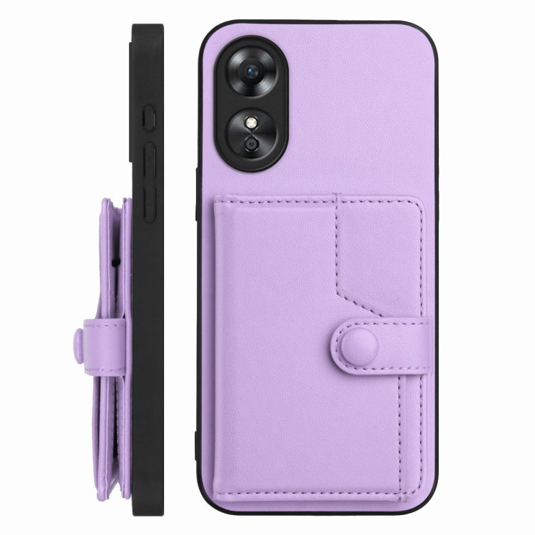For OPPO A17 Button Card Bag RFID Anti-theft Phone Case