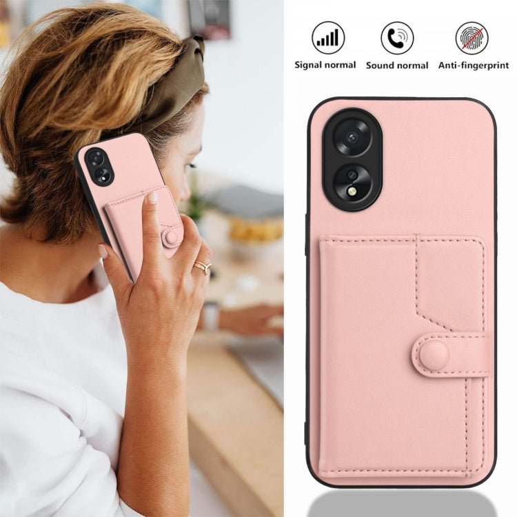 For OPPO A38 4G / A18 4G Global Button Card Bag RFID Anti-theft Phone Case
