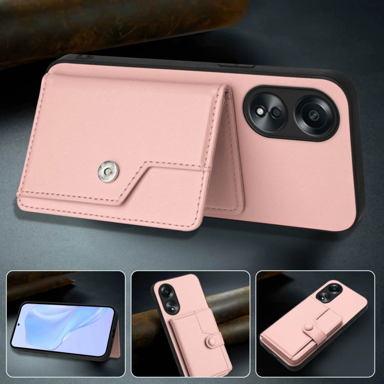 For OPPO A58 / A58x / A1x Button Card Bag RFID Anti-theft Phone Case