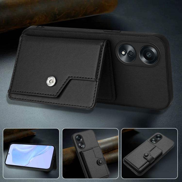 For OPPO A58 / A58x / A1x Button Card Bag RFID Anti-theft Phone Case