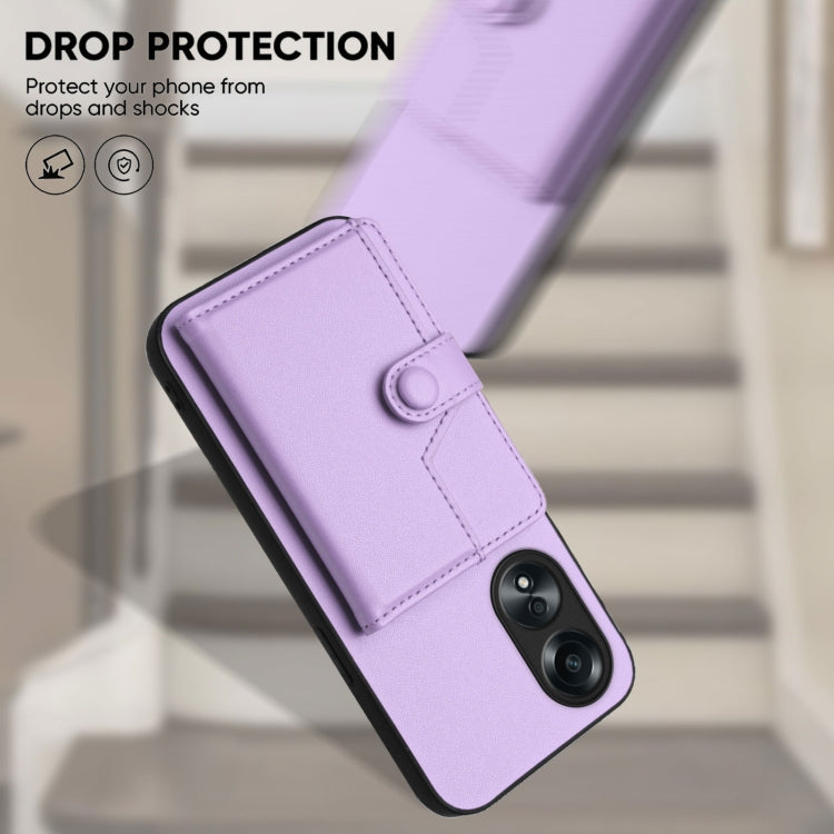 For OPPO A58 / A58x / A1x Button Card Bag RFID Anti-theft Phone Case