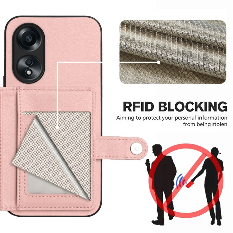 For OPPO A58 4G Global Button Card Bag RFID Anti-theft Phone Case