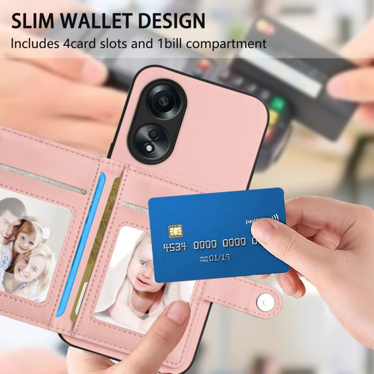 For OPPO A58 4G Global Button Card Bag RFID Anti-theft Phone Case
