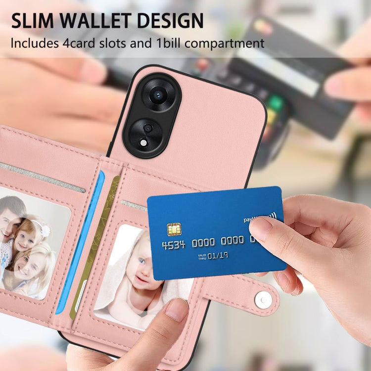For OPPO A78 4G Global Button Card Bag RFID Anti-theft Phone Case