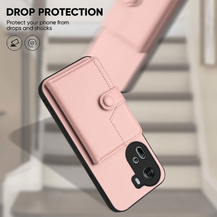For OPPO Reno11 Global Button Card Bag RFID Anti-theft Phone Case