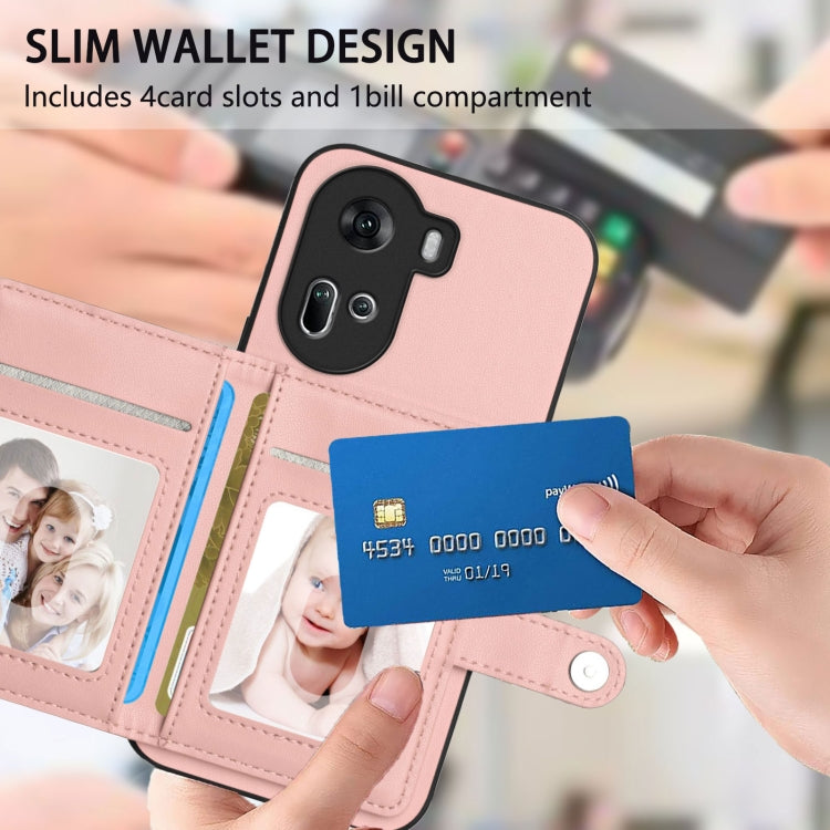 For OPPO Reno11 Global Button Card Bag RFID Anti-theft Phone Case
