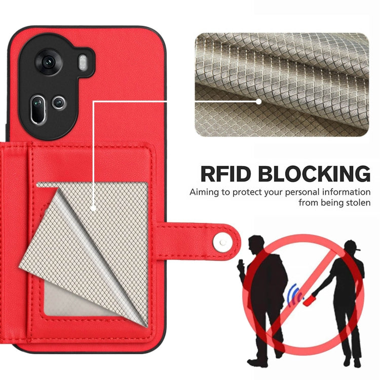 For OPPO Reno11 Global Button Card Bag RFID Anti-theft Phone Case