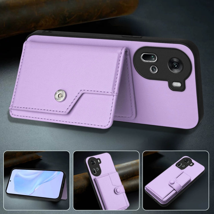 For OPPO Reno11 Global Button Card Bag RFID Anti-theft Phone Case