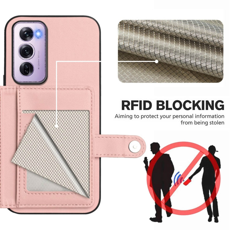 For OPPO Reno12 Pro Global Button Card Bag RFID Anti-theft Phone Case