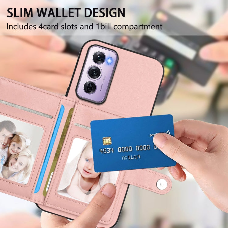 For OPPO Reno12 Pro Global Button Card Bag RFID Anti-theft Phone Case